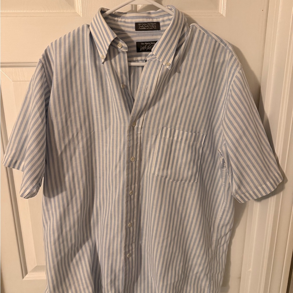 Lord & Taylor Blue and White Striped Shirt